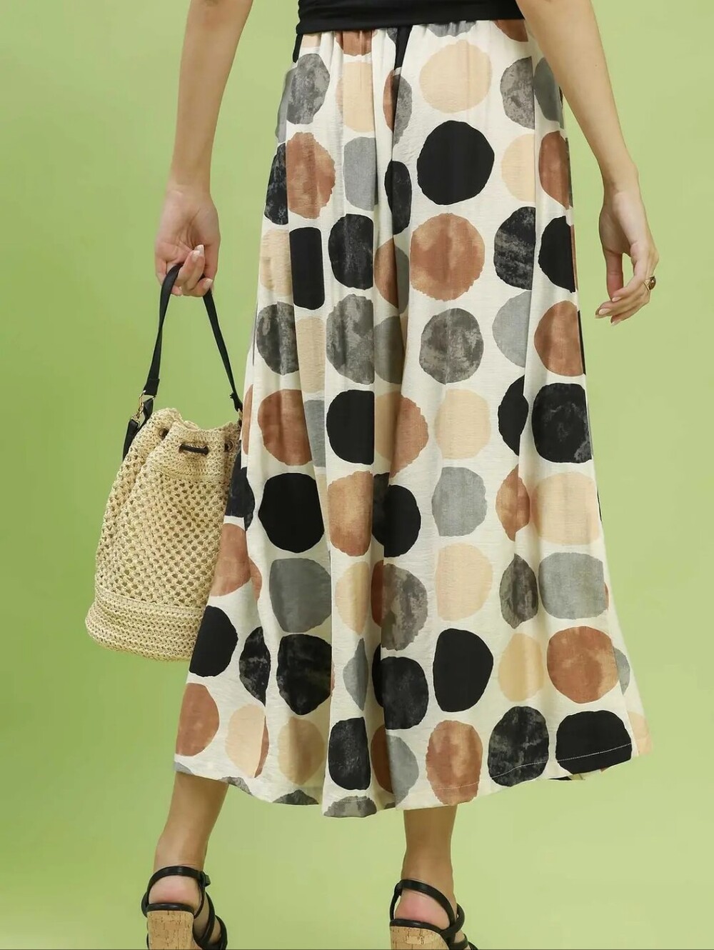 🌸Umgee Polka Dot Wide Leg Pants | Brown, Black, Grey - Picture 2 of 4